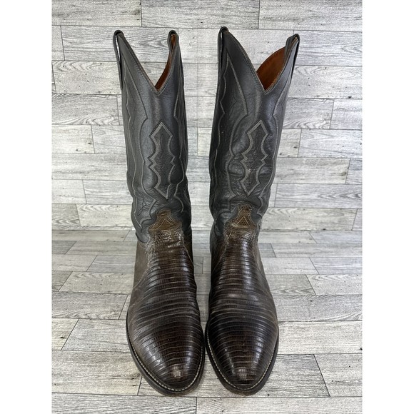 Vintage J. Chisholm Lizard Skin Leather Western Cowboy Riding Boots Size 10 USA - Picture 2 of 6